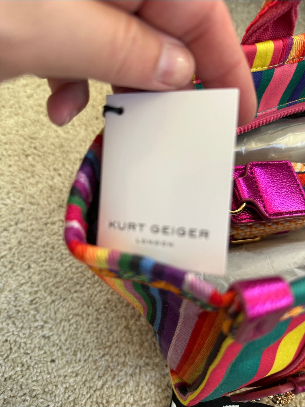 Kurt Geiger London Rainbow Fuchsia Southbank Small Shopper Tote NWT - Picture 16 of 16